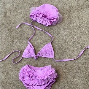 Purple ruffle bikini set